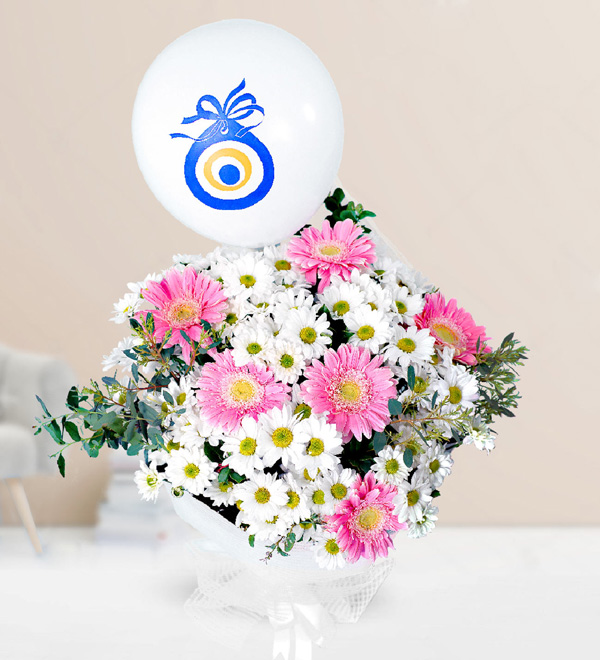 Balonlu Papatya Ve Gerbera