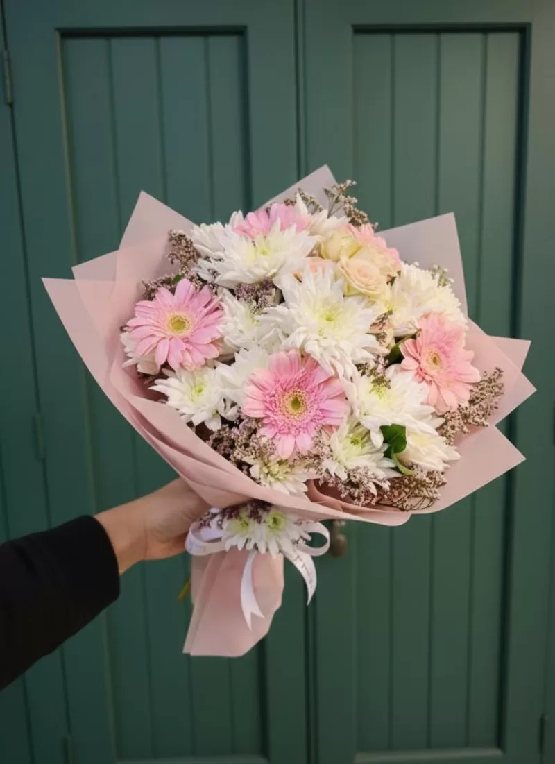 Pembe Gerbera & Kasımpatı Buketi